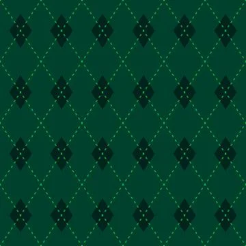 Argyle and plaid seamless pattern, set with emerald green. High quality preci Stock Illustration