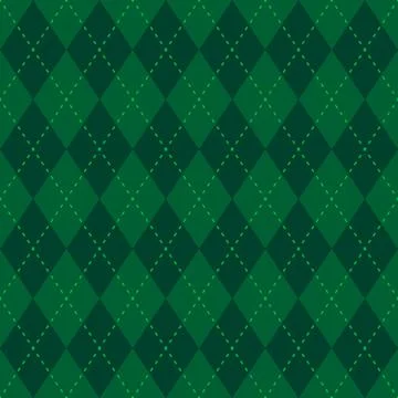 Argyle and plaid seamless pattern, set with emerald green. High quality preci Stock Illustration