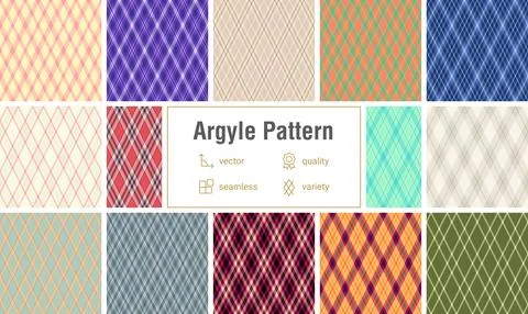 Argyle bundle created for diary covers. Stylish diamonds repeats create consi 스톡 일러스트