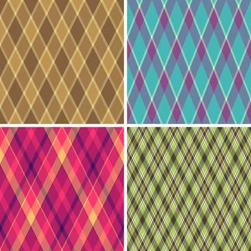 Argyle bundle for digital scrapbooking. Coordinated diamonds designs enhance  Stock Illustration