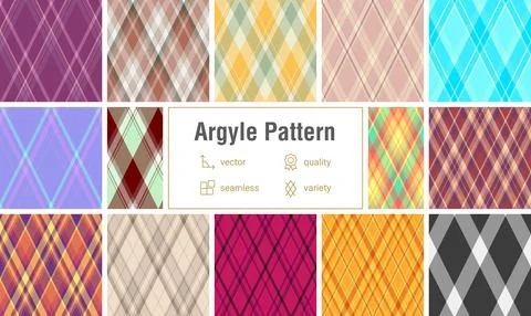 Argyle bundle featuring clasic clan diamonds designs. Seamles vectors perfect Stock Illustration