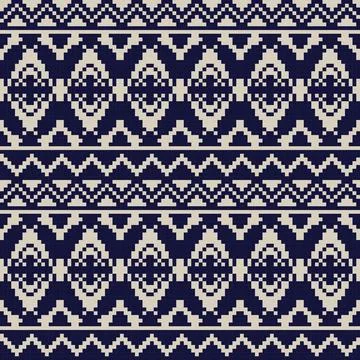 Argyle Chevron Knitting seamless pattern design in beige and navy Stock Illustration