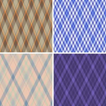 Argyle collection ideal for jackets and coats. Vector diamonds patterns enhan Stock Illustration