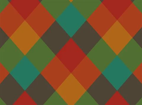 Argyle Diamond Geometric Pattern Seamless Background With Retro Autumn Colo.. Stock Illustration