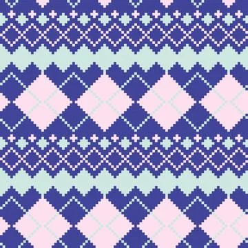 Argyle Knitting seamless pattern design in pastels Stock Illustration