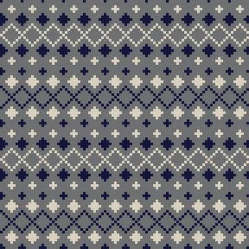 Argyle Knitting seamless pattern design in grey and beige Stock Illustration