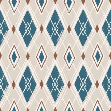 Argyle pattern from brush strokes. Vector diamond background. Seamless pattern Illustrazione stock