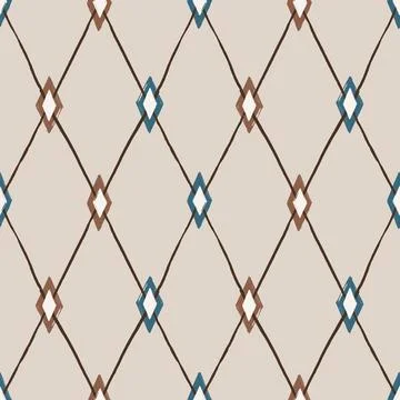 Argyle pattern from brush strokes. Vector diamond background. Seamless pattern Stock Illustration