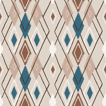 Argyle pattern from brush strokes. Vector diamond background. Seamless pattern Illustrazione stock