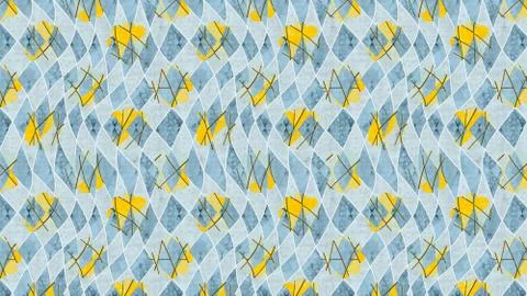 An argyle pattern fabric wallpaper in blue and yellow color. Perfect for back Illustrazione stock