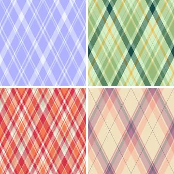 Argyle pattern set for beanies and knit caps. Coordinated diamonds patterns e Stock Illustration