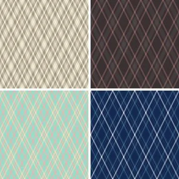 Argyle pattern set created for everyday casual wear. Seamles patterns enhance Illustrazione stock