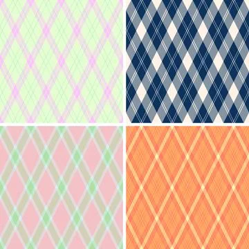 Argyle pattern set created for versatile projects. Seamles diamonds textures  Illustrazione stock