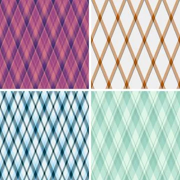 Argyle pattern set for large-scale fabric production and design projects. Sea Stock Illustration
