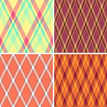 Argyle pattern set reflecting nostalgic craftsmanship. Suitable for retro vis Stockillustratie