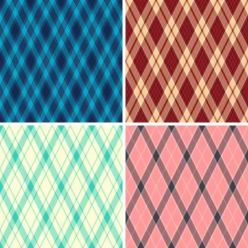 Argyle pattern set for small sewing studios and bespoke fashion. Seamles vect Stock Illustration