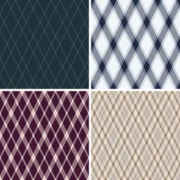 Argyle pattern set for stocking hangers. Clasic diamonds textures create char Stock Illustration