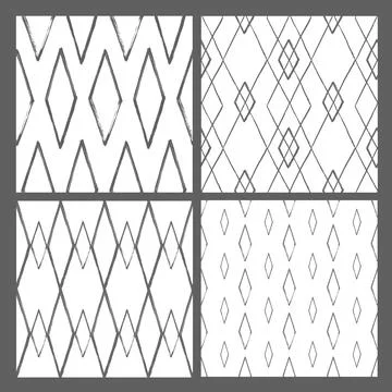Argyle patterns from brush strokes. Set of vector diamond backgrounds Stockillustratie