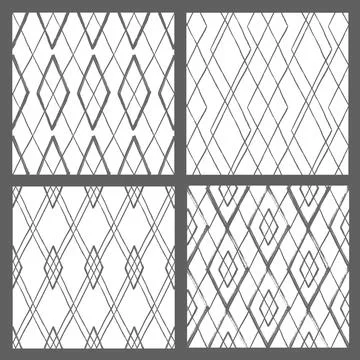 Argyle patterns from brush strokes. Set of vector diamond backgrounds Stockillustratie