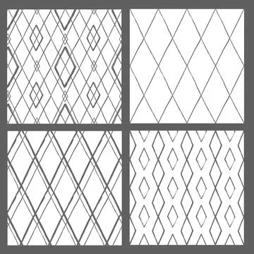 Argyle patterns from brush strokes. Set of vector diamond backgrounds Stockillustratie