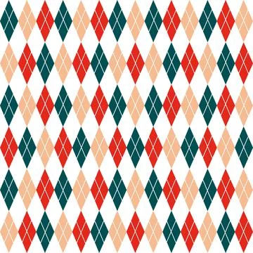 Argyle seamless Christmas pattern - made of red, green and beige diamonds wit Stock Illustration