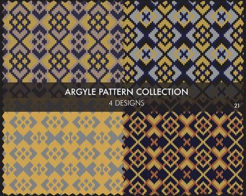 Argyle Seamless Pattern Collection Illustrazione stock