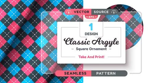 Argyle Seamless Pattern, Fabric Texture Background, Textile Wallpaper Stock Illustration
