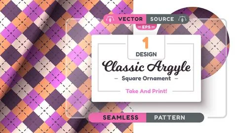 Argyle Seamless Pattern, Fabric Texture Background, Textile Wallpaper Illustrazione stock