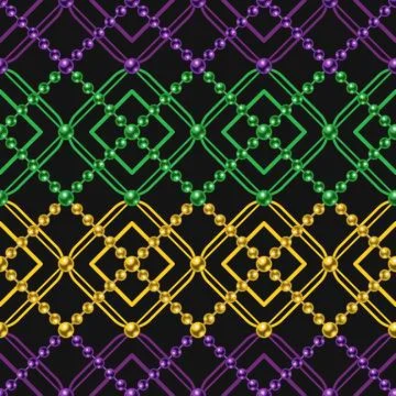 Argyle seamless pattern with string of beads. Stock Illustration