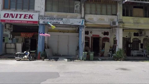 Argyll road traffic, Jalan Argyll view, shophouse, George Town, Penang, Malaysia Stock Footage 162120894