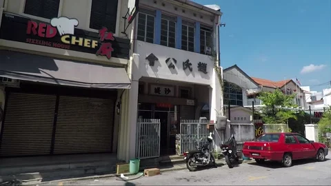 Argyll road view, Jalan Argyll traffic, shophouse, George Town, Penang, Malaysia Stock Footage 162120231