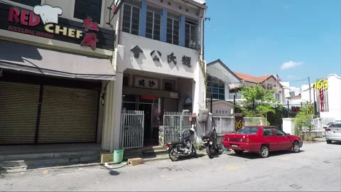 Argyll road view, shophouse, Jalan Argyll, George Town, Penang, Malaysia Stock Footage 162109099