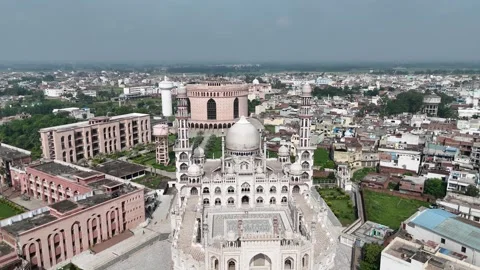 An arial 4k footage of Masjid Rasheed at Darul Uloom Deoband, Saharanpur Stock Footage 313890287