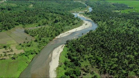 Arial across a mountain road through rain forest Video stock 28854095