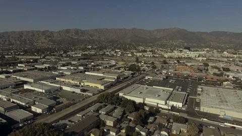 Arial Burbank CA looking north twards mountains, 5 freeway Video stock 96271429