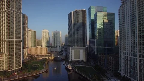 Arial city through buildings Stock Footage 78680526