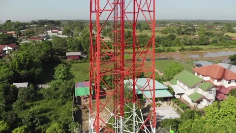 Arial close-up ascending of Celphone-tower Stock Footage 155950247