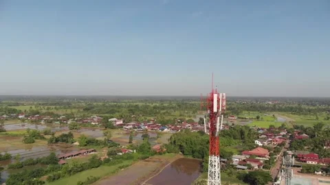 Arial Counter-Clockwise circle around Celphone-tower Stock Footage 155947709