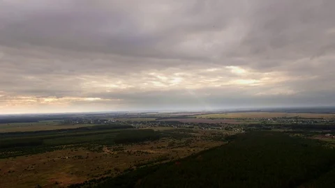 Arial drone footage of landscape range at sunset. Stock Footage