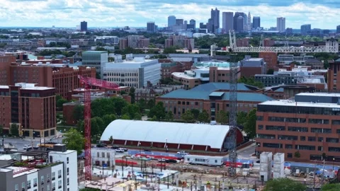 Arial Drone Parallax Timelapse Shot of Construction site in Saint Louis Stock-Footage 282896265