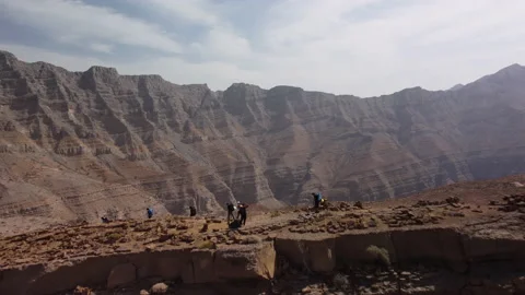 Arial Drone Rocky Mountain Ras Al Khaimah, UAE Video stock 156470847