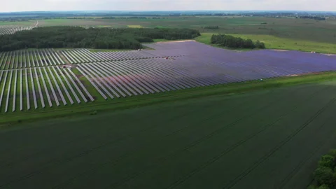 Arial Footage of Solar Power Panels Farm. Green Energy,  Stock Footage 135422203