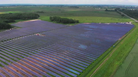 Arial Footage of Solar Power Panels Farm. Green Energy,  Stock Footage 135422295