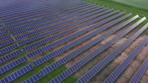 Arial Footage of Solar Power Panels Farm. Green Energy,  Stock Footage 135422633