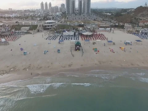 Arial forward from sea to the beach Video stock 82401781