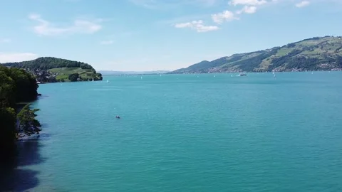 Arial Landscape with beautiful Lake Stock Footage 201881763