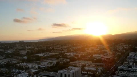 Arial Night sunset time-lapse over Santa Monica, California Stock Footage 165925773