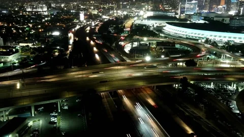 Arial Night traffic time-lapse Vídeos de archivo 165925768