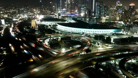 Arial Night traffic time-lapse Video stock 165925770