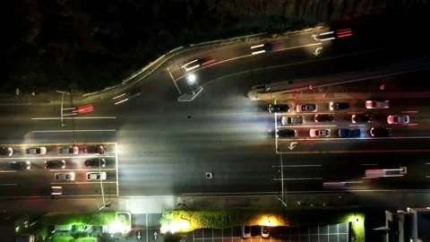 Arial Night traffic time-lapse Santa monica PCH Stock Footage 165925771